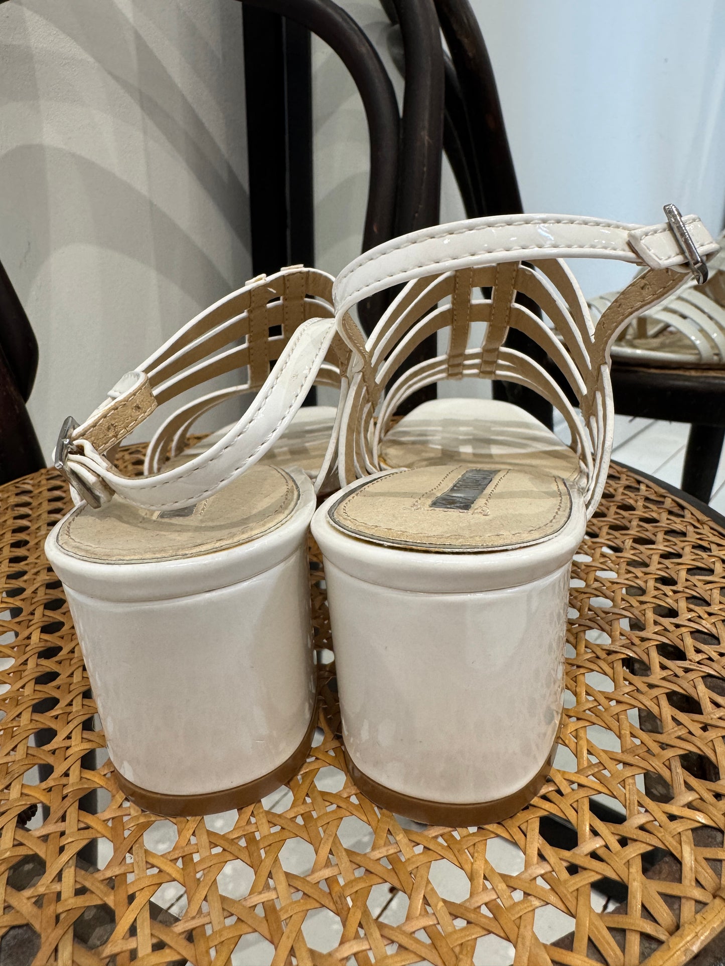 Patent block heel sandals