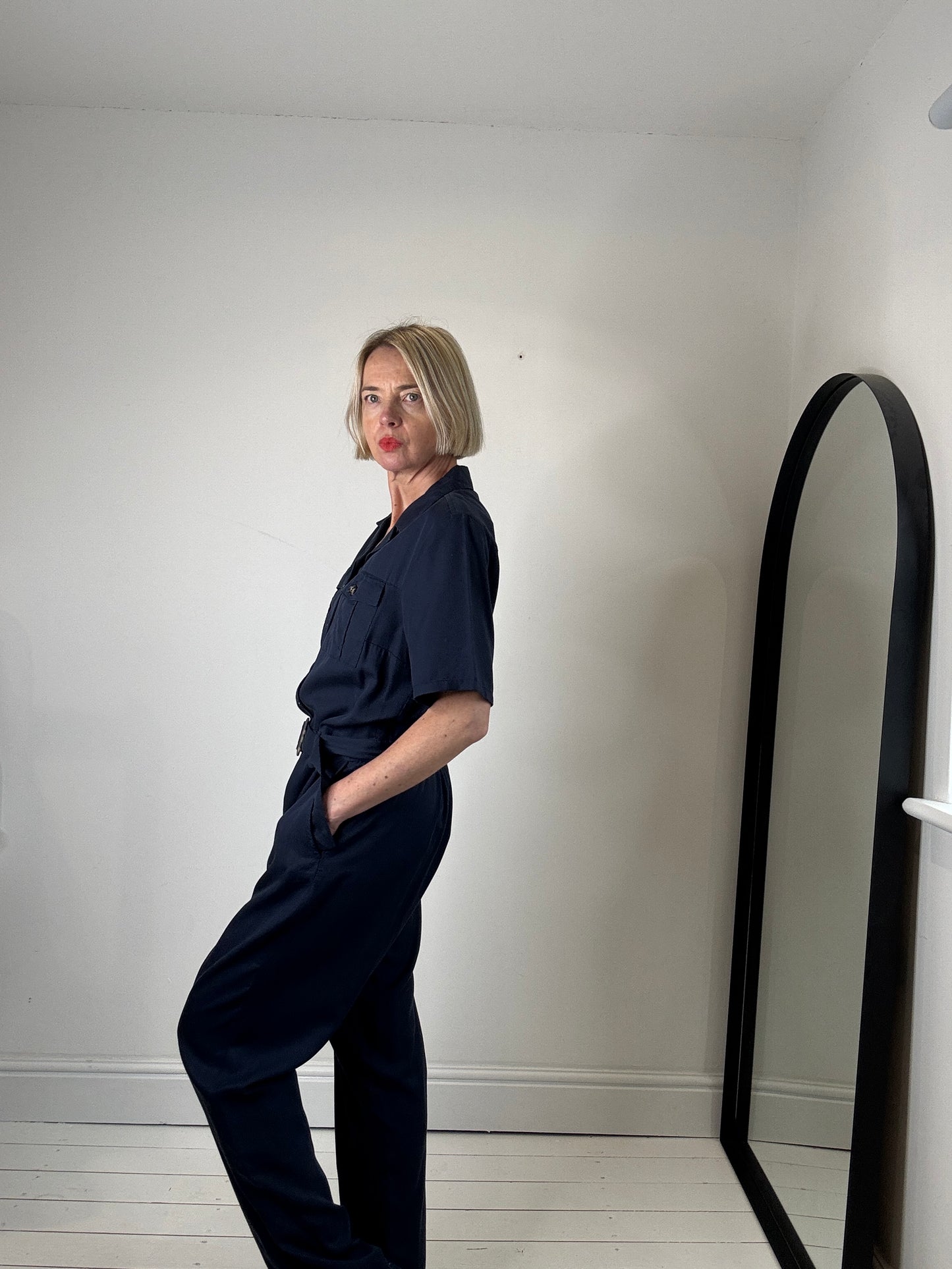 Belted button jumpsuit