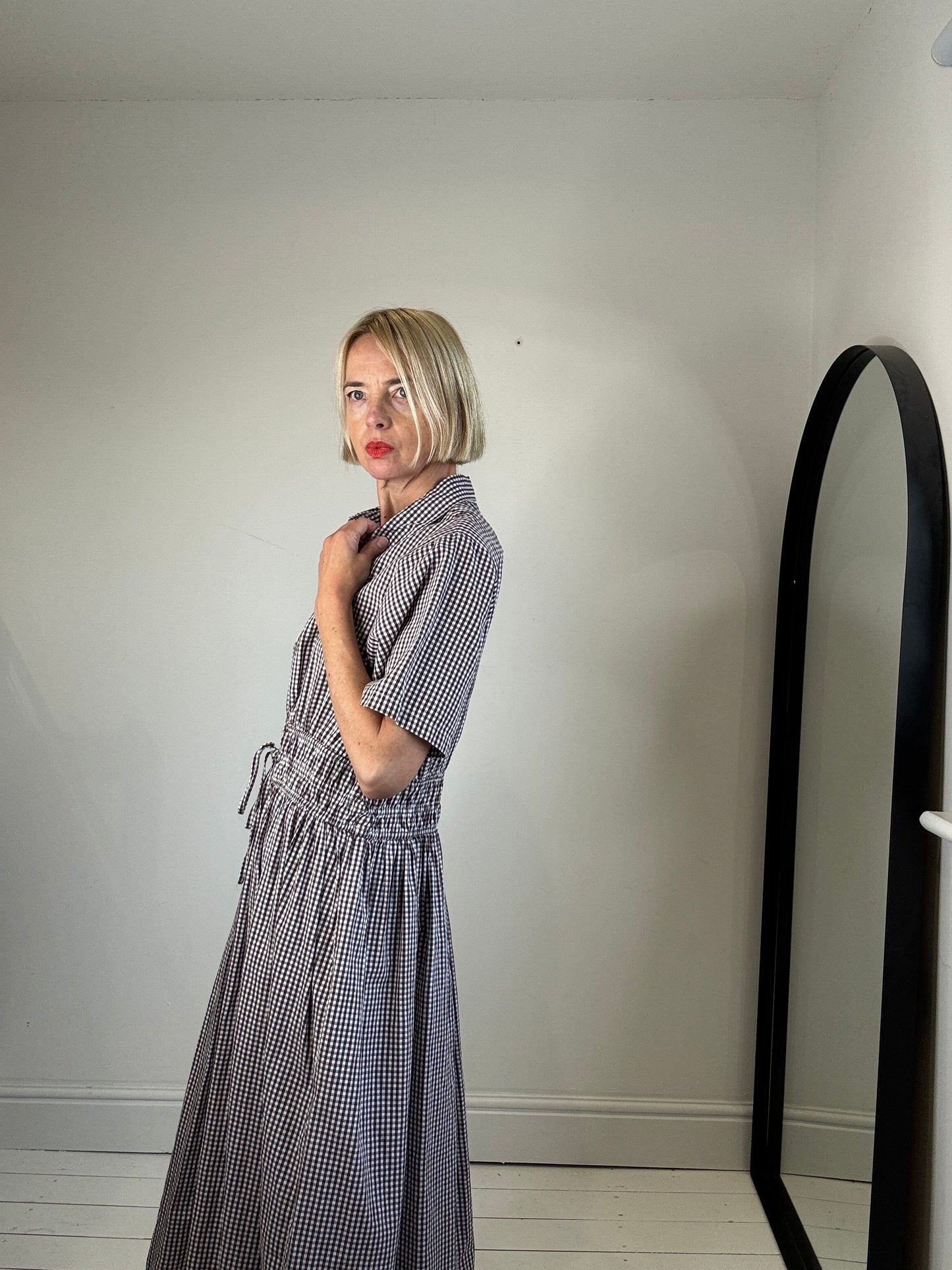 Gingham shirt dress