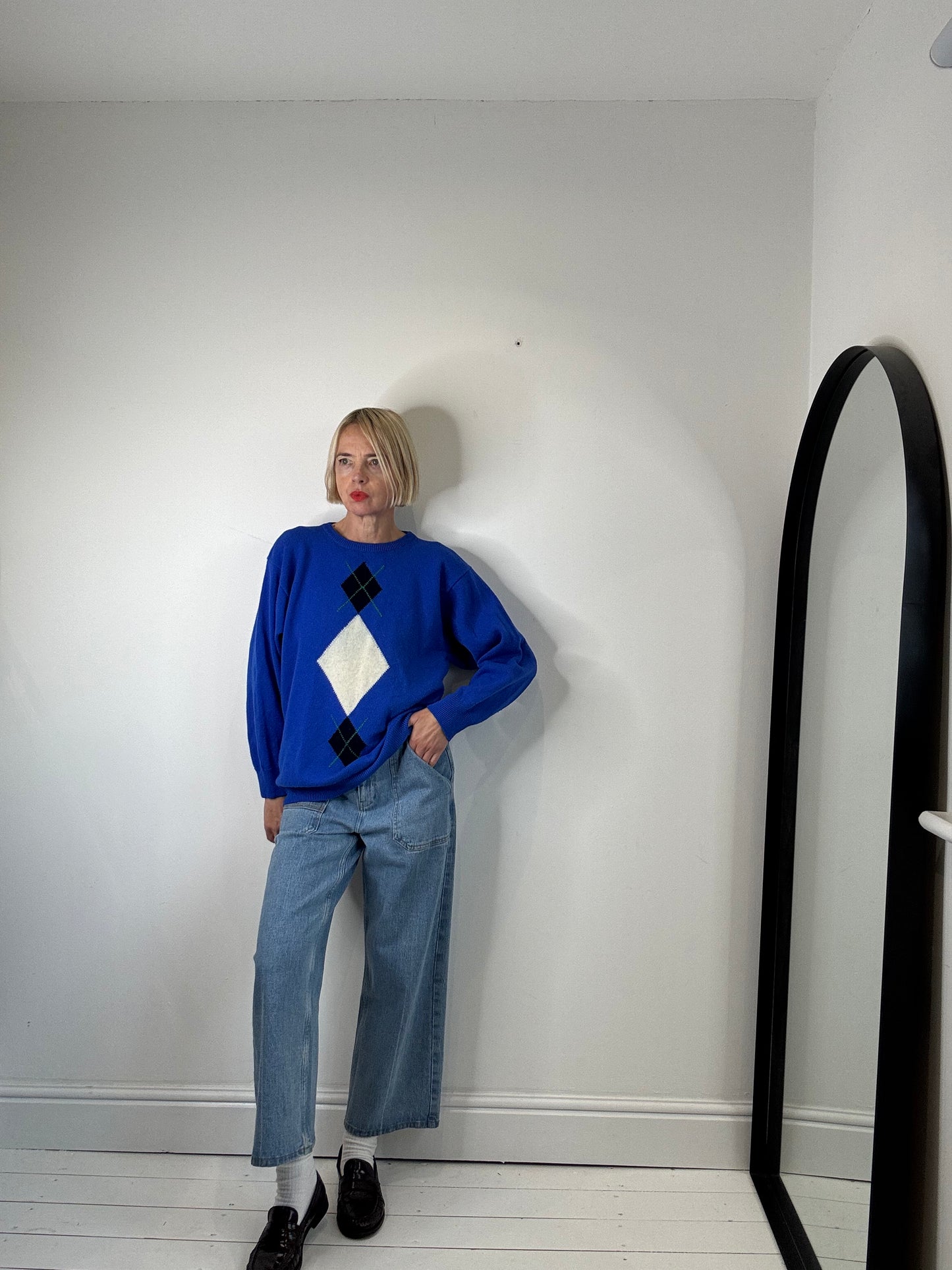 NIBLLED KNITS: Vintage diamond crew