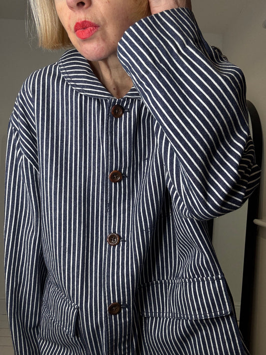 Ticking stripe chore jacket