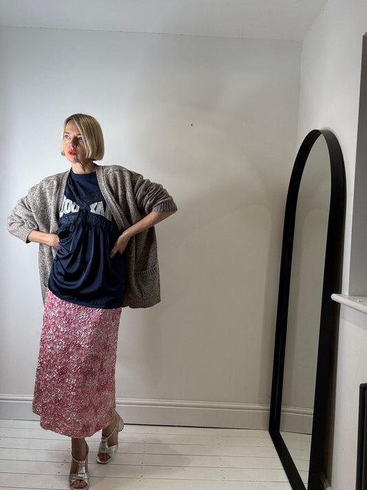 Sequin & applique ribbon skirt