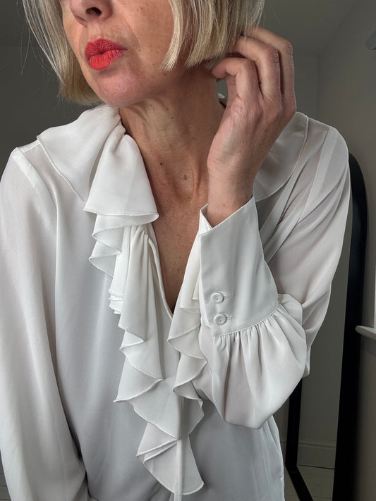Ruffle tie blouse