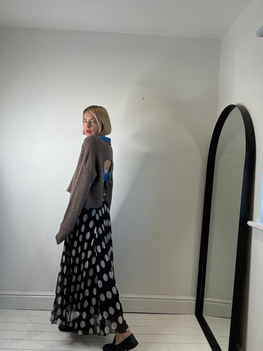 Polka dot pleated skirt