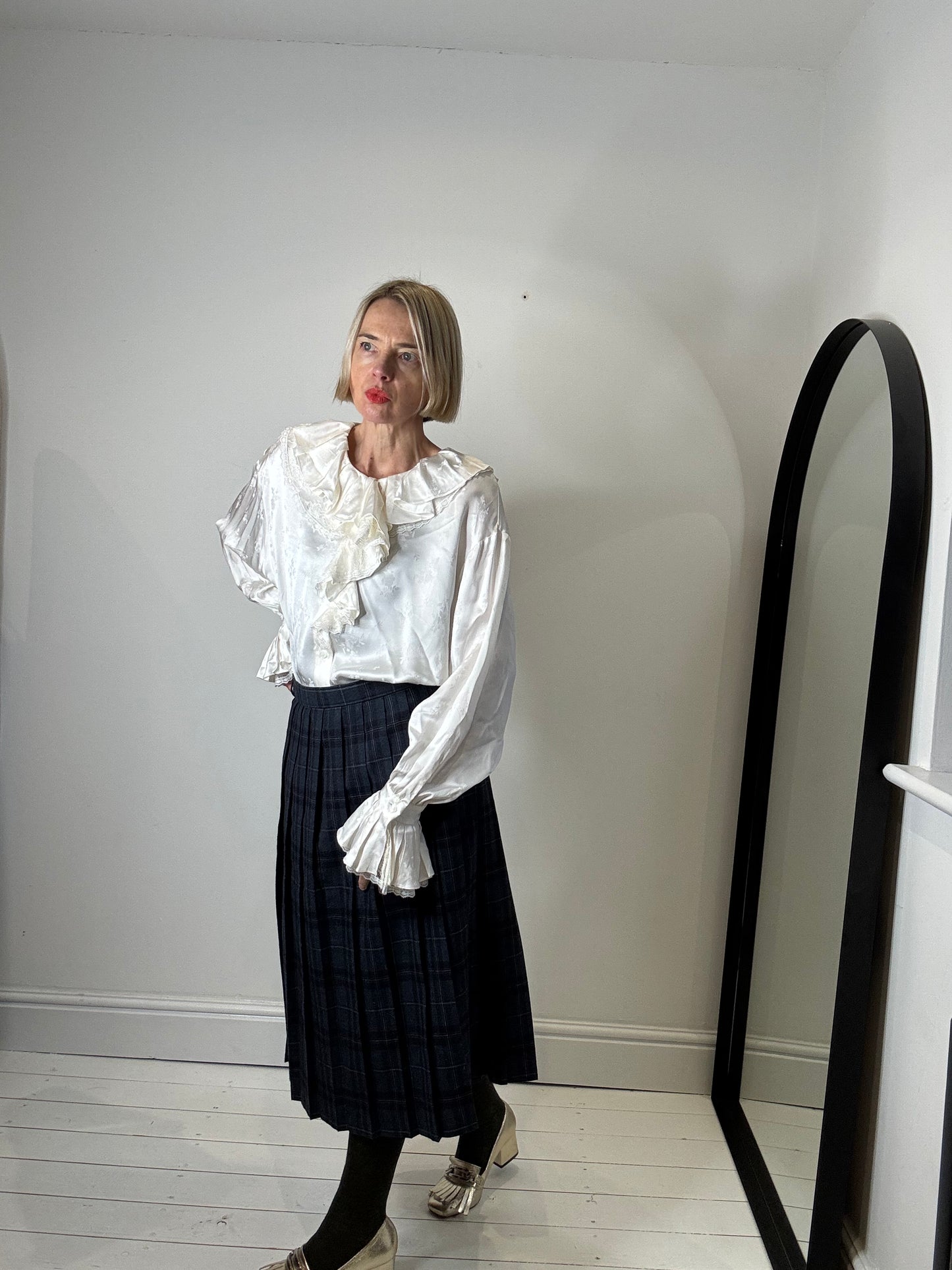 Luxe satin jacquard blouse