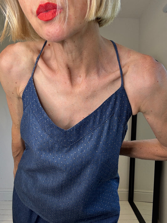 Denim stud cami