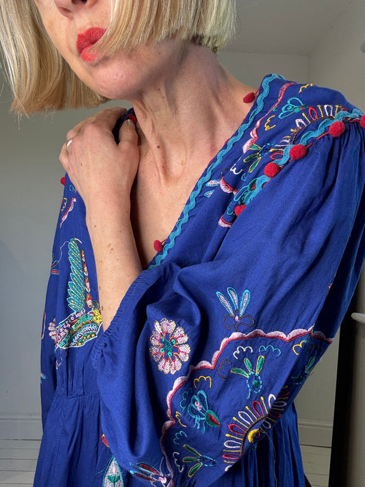Embroidered Humming bird dress