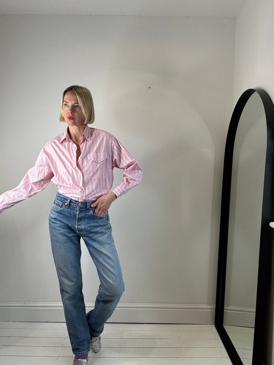 vintage st michael cotton stripe shirt shirting women's preloved british vintage heritage brands