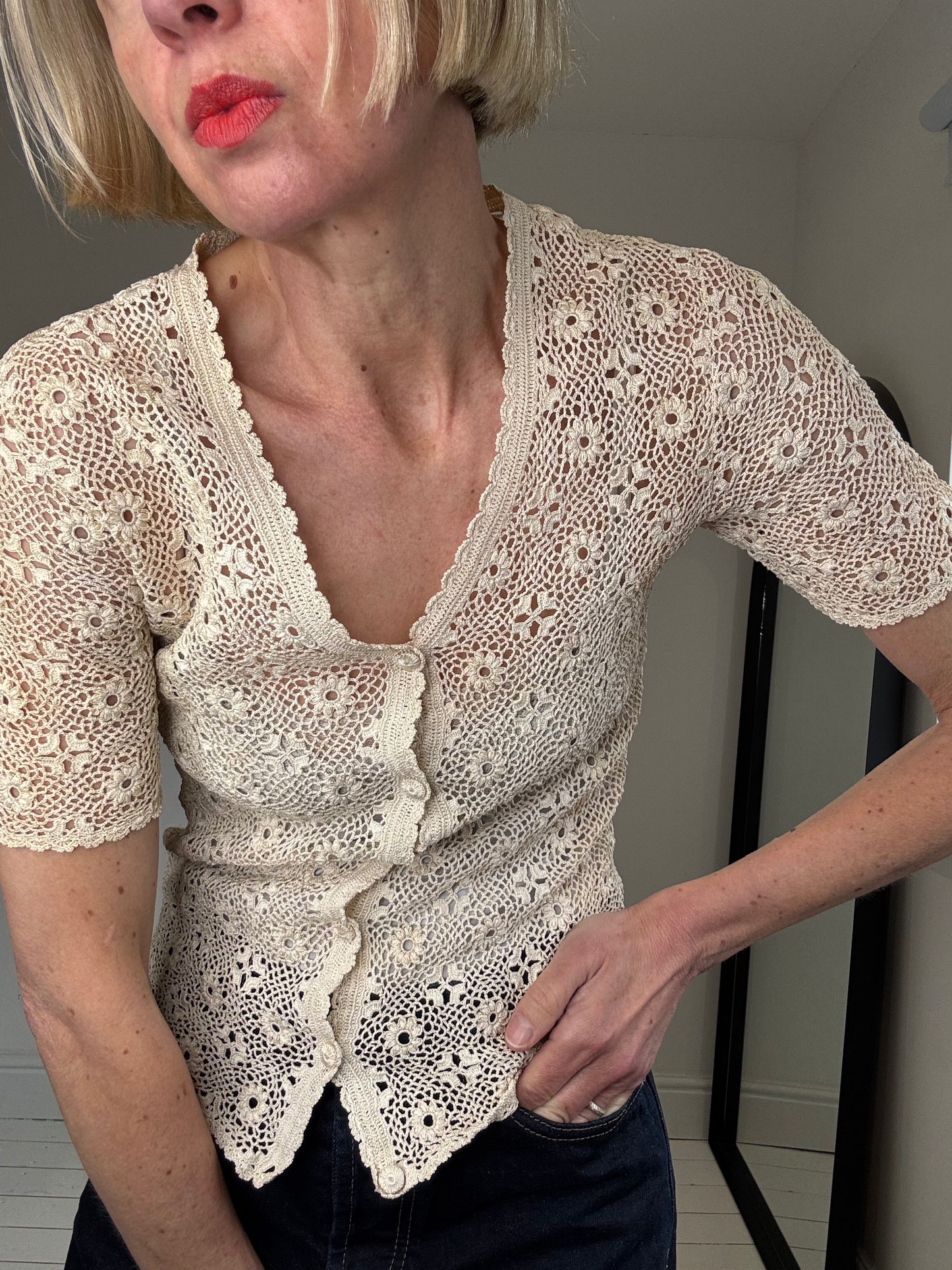 VINTAGE crochet top