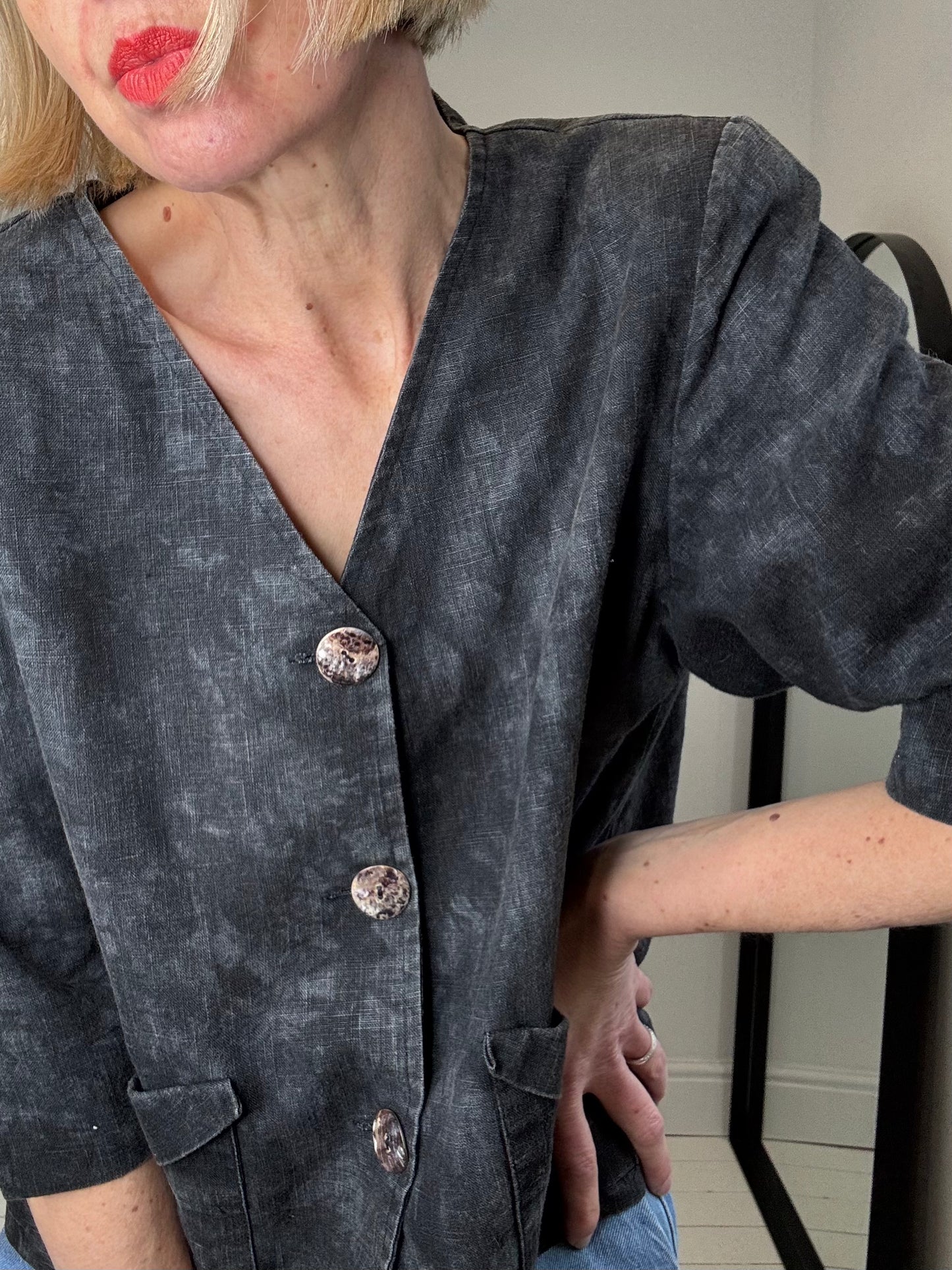 VINTAGE acid wash linen top