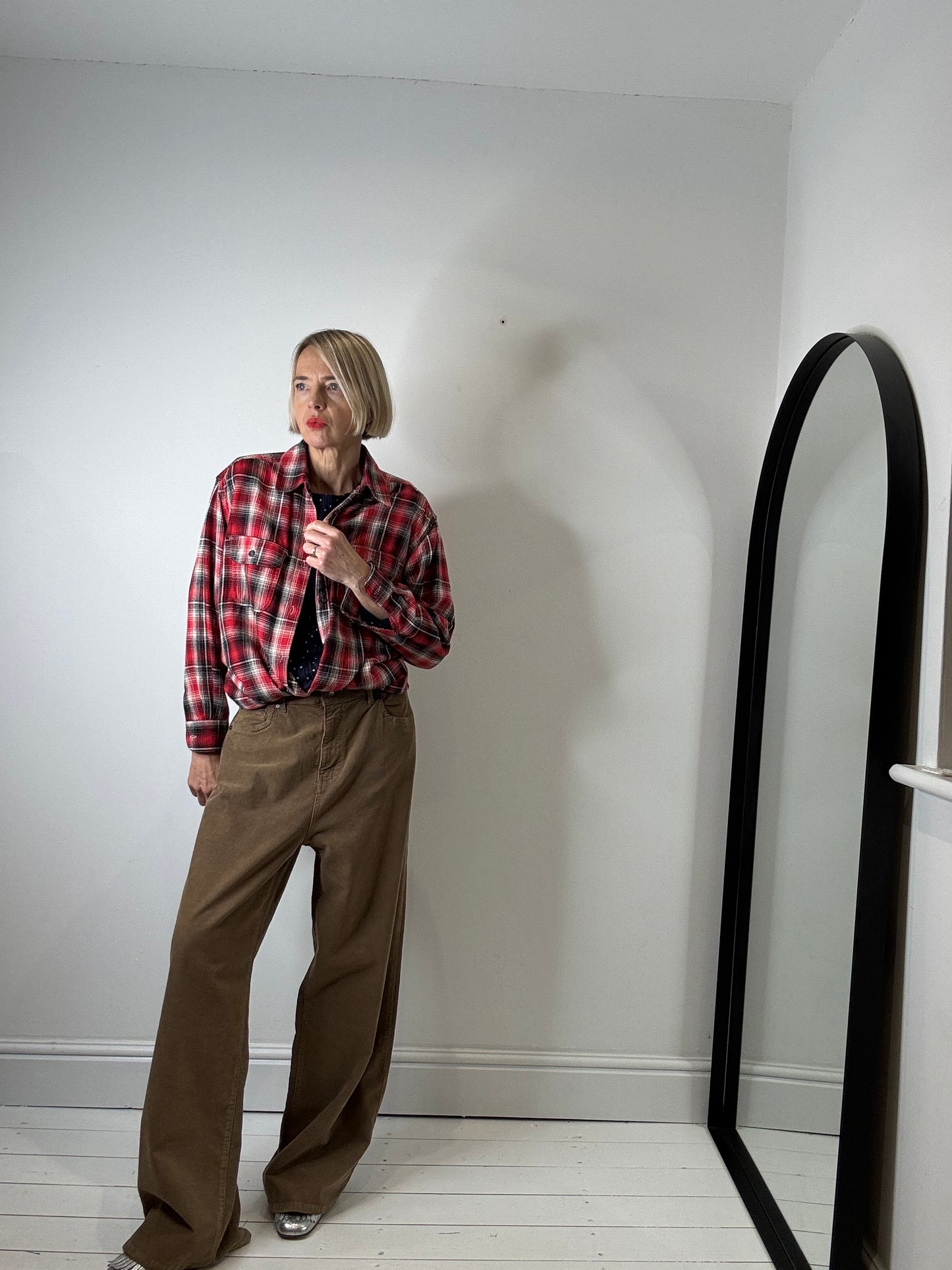 Wide leg corduroy trousers