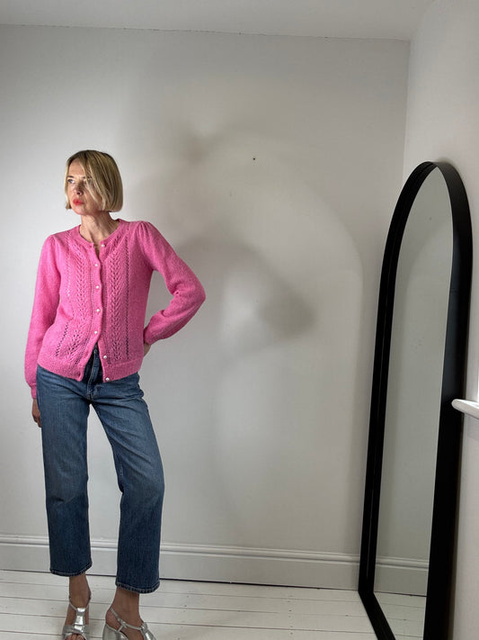 WYSE LONDON pointelle mohair merino mix cardigan