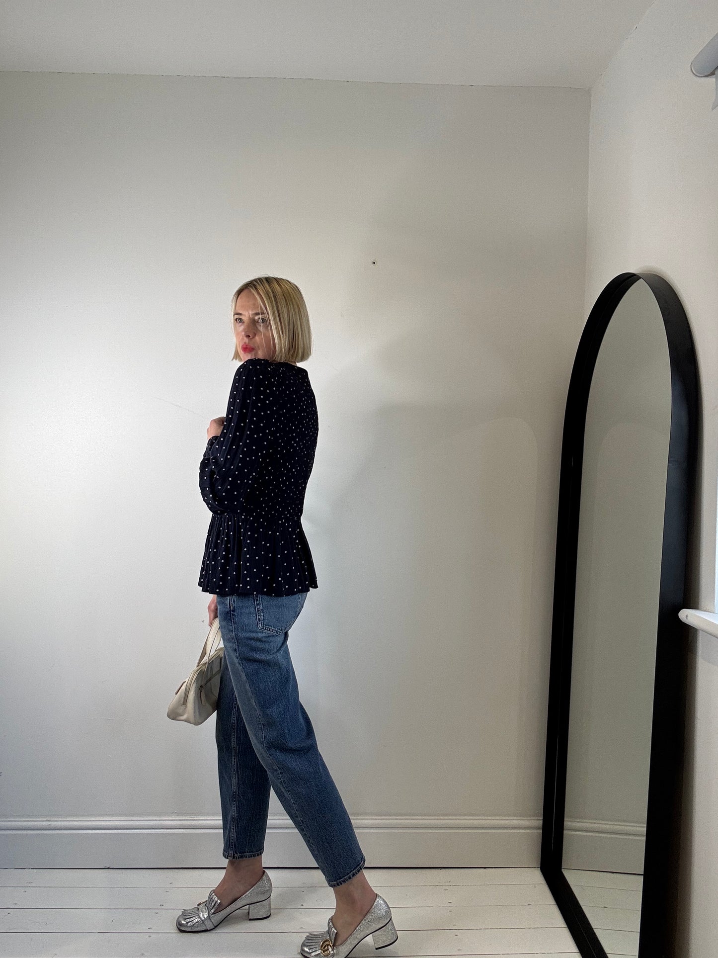 Polka dot smocked top