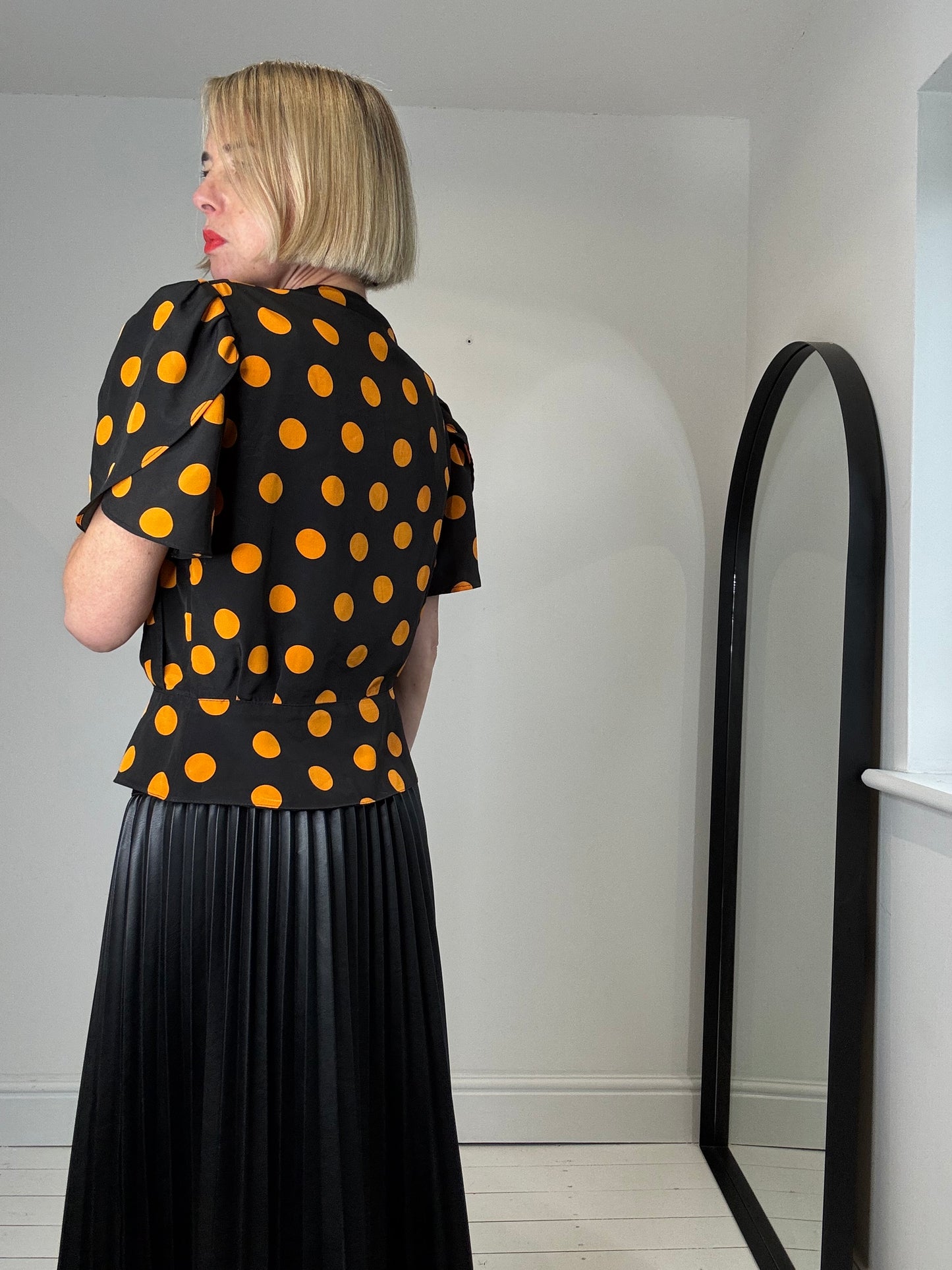 VINTAGE polka dot peplum blouse