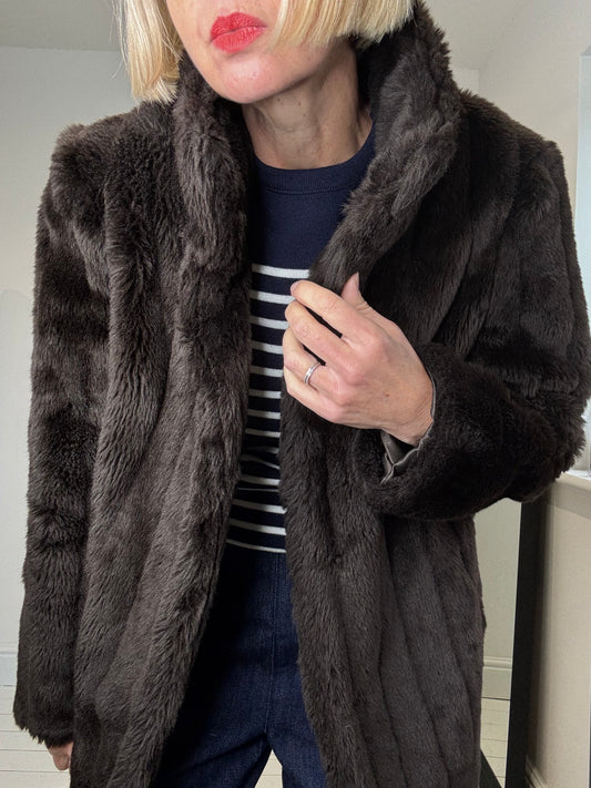 Faux fur pelted coat
