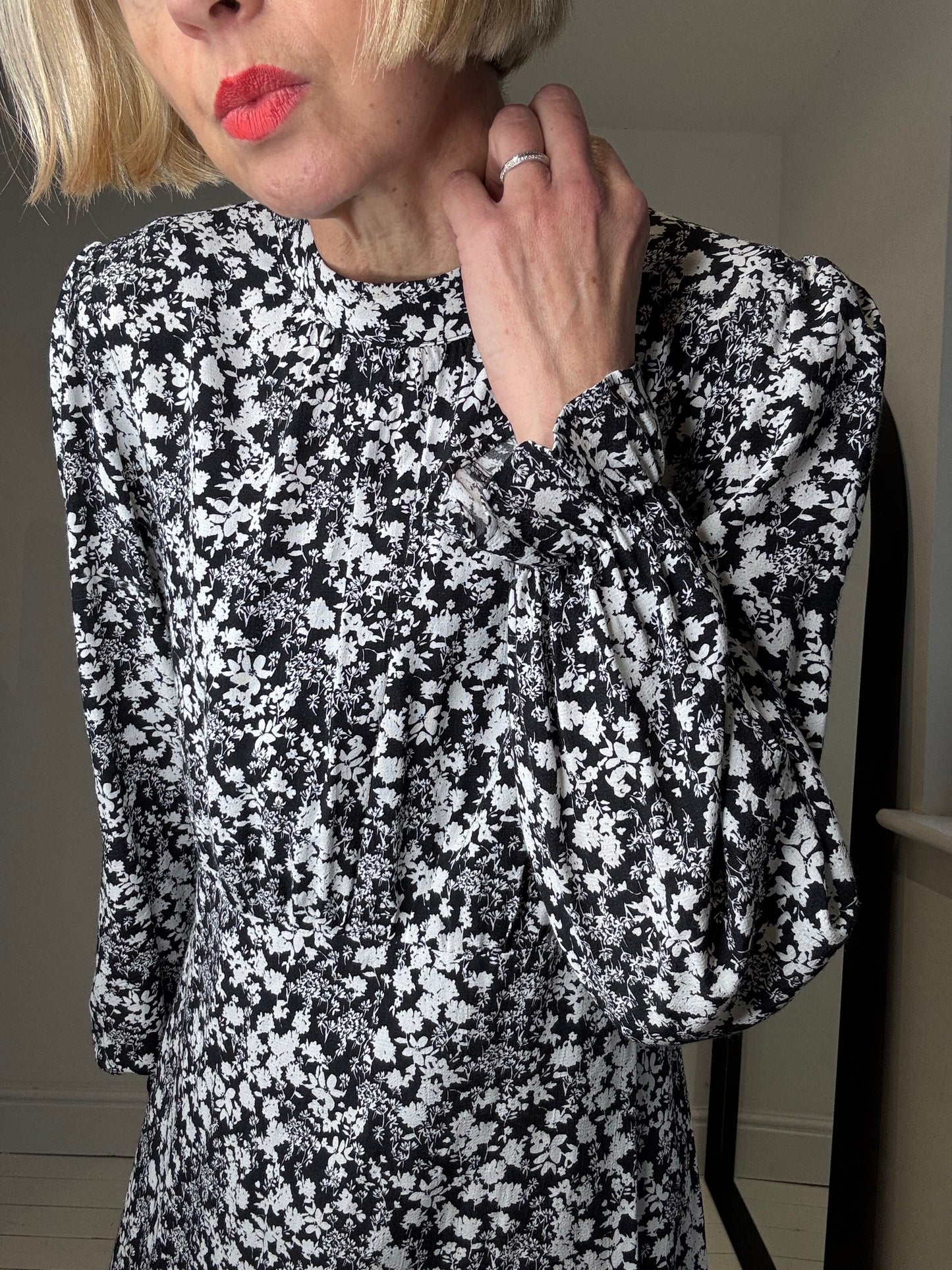 Mono print midi dress