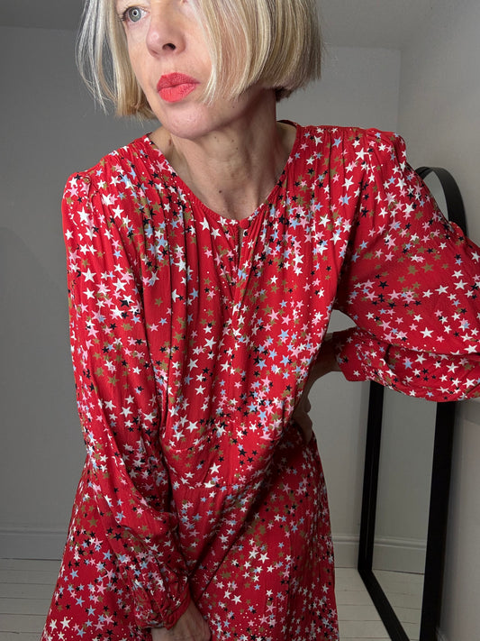 GHOST COLLAB star print midi dress