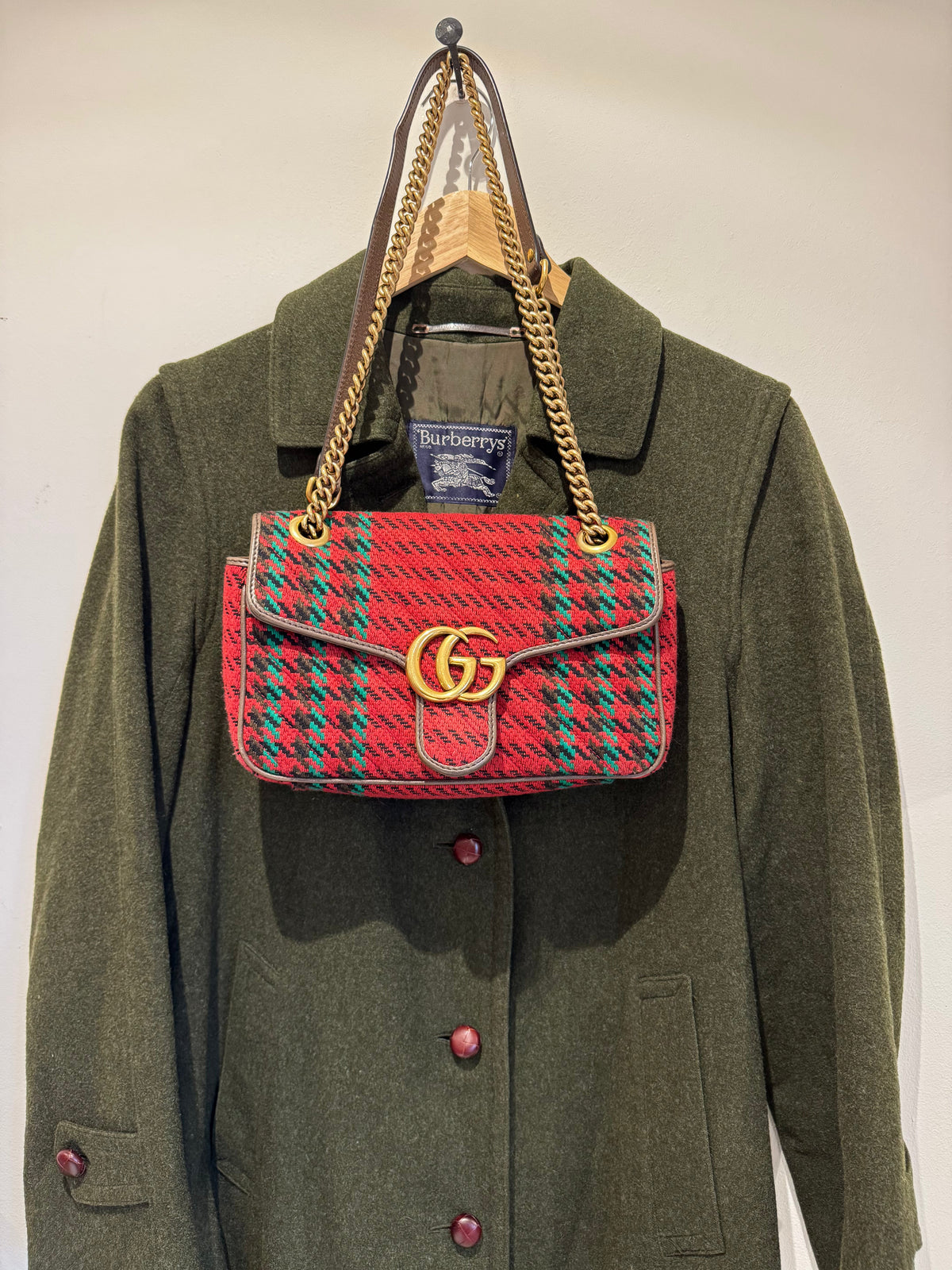 Gucci Marmont tartan flap shoulder and cross body bag