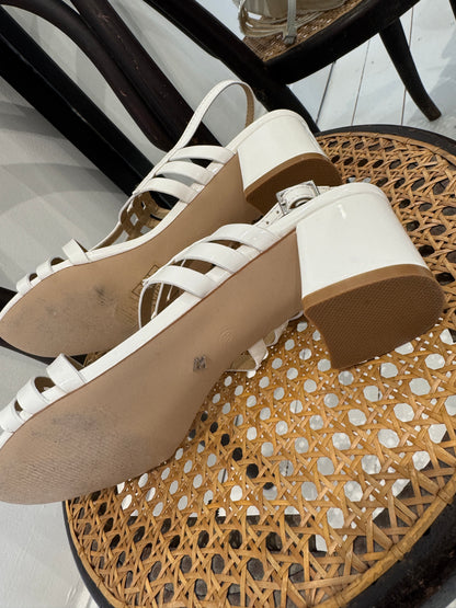 Patent block heel sandals