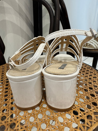 Patent block heel sandals