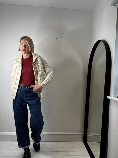 HANDKNIT cable collar cardigan