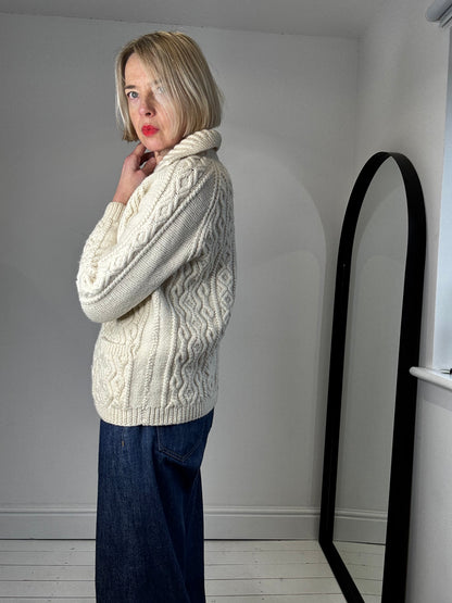 HANDKNIT cable collar cardigan