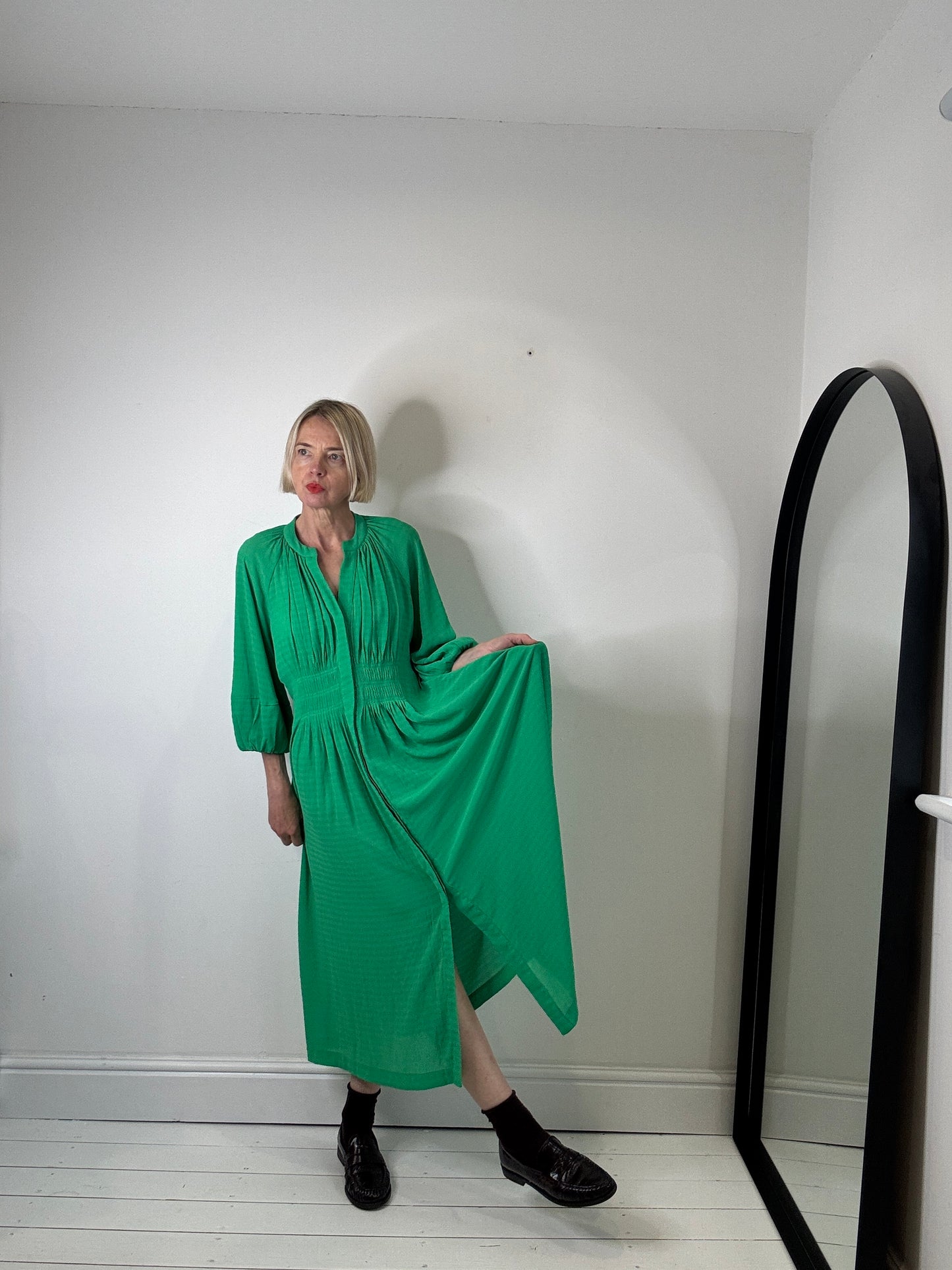 Textured chiffon midi dress