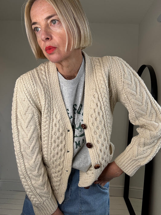 Hand knitted Aran cardigan