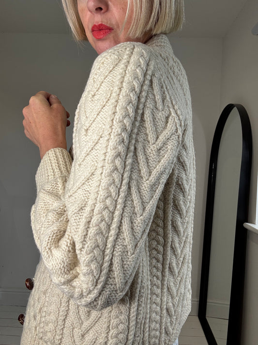 Hand knitted Aran cardigan