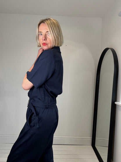 Belted button jumpsuit