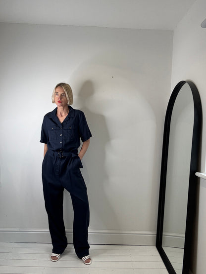 Belted button jumpsuit