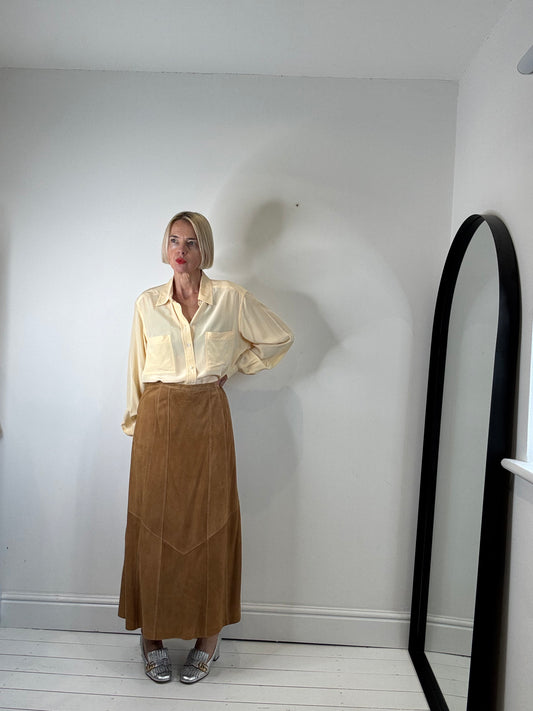 Suede midi skirt