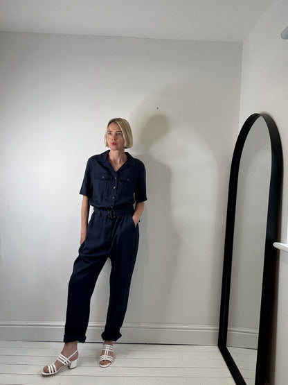 Belted button jumpsuit