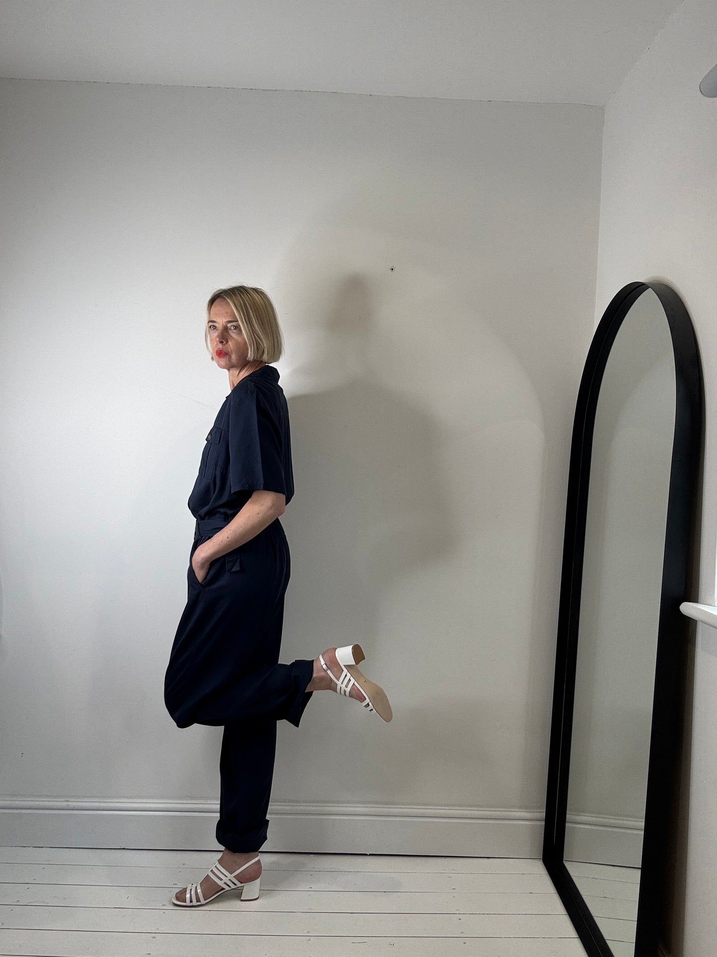 Belted button jumpsuit
