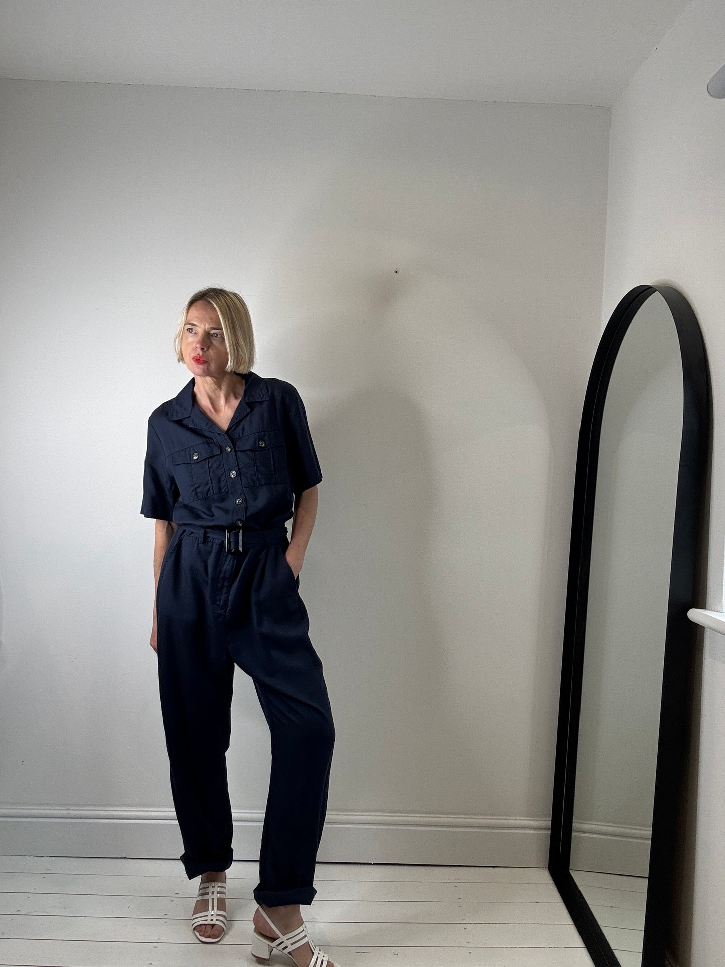 Belted button jumpsuit