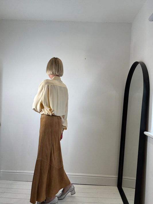 Suede midi skirt