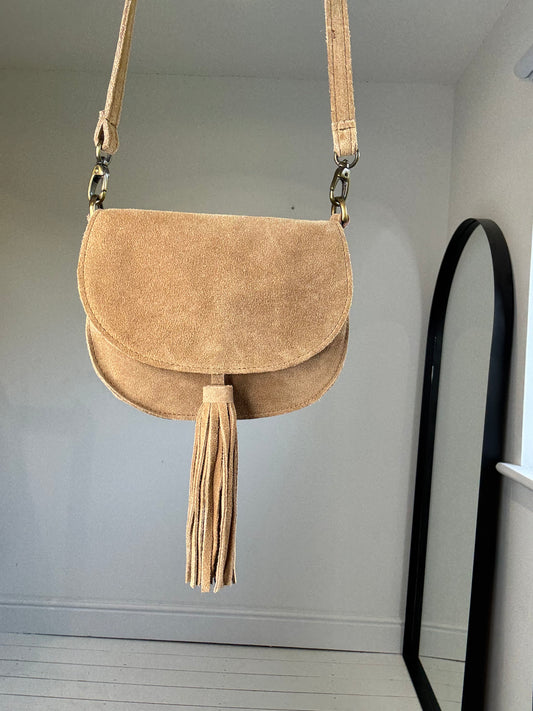 Suede tassel saddle bag
