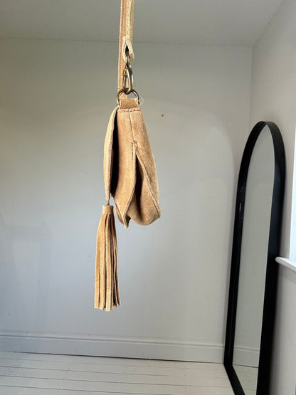 Suede tassel saddle bag