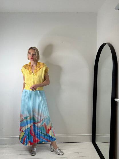 pleated midi skirt parisian designer midi skirt women's preloved clothing fashion
