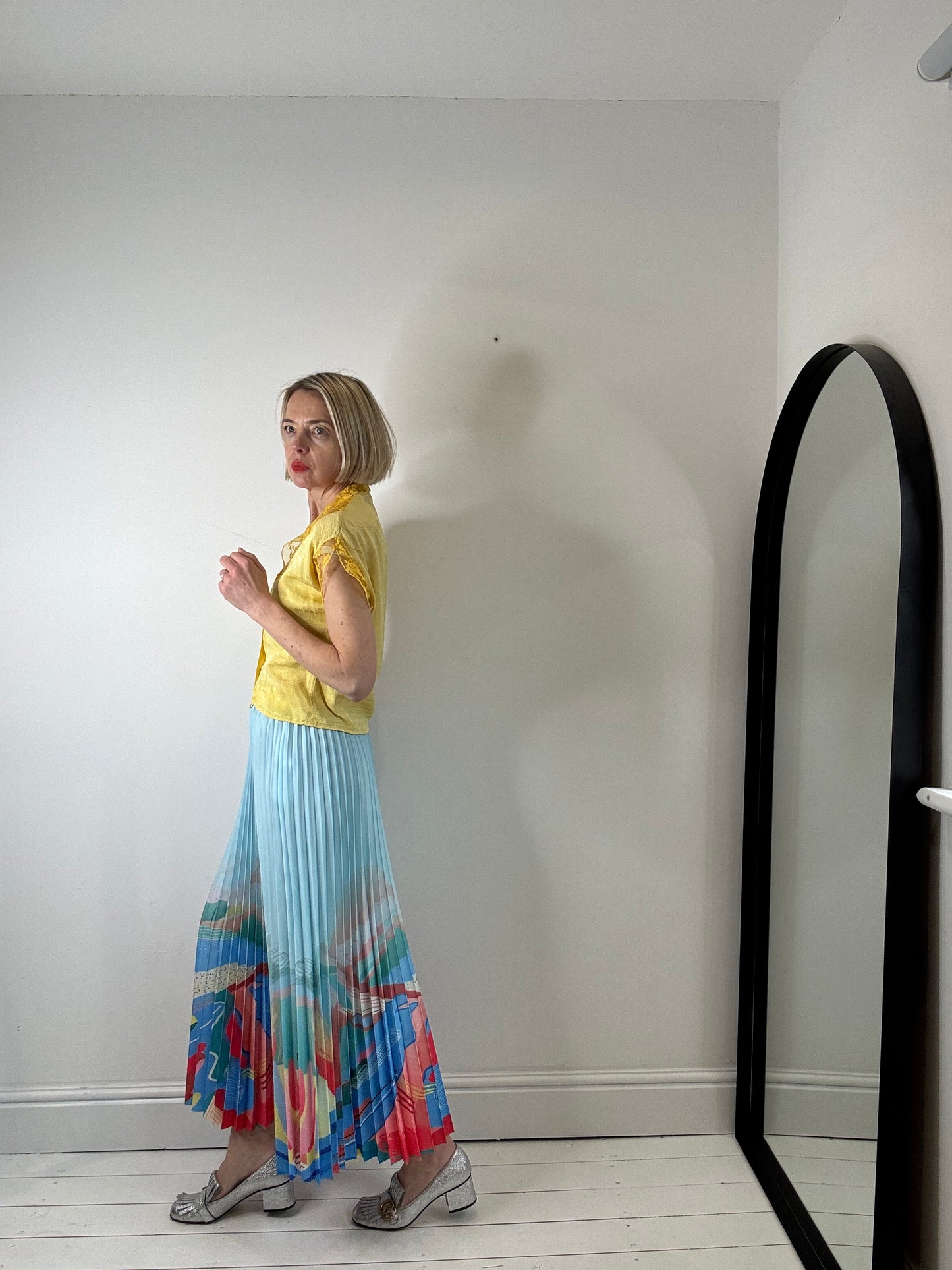 Pleated print skirt