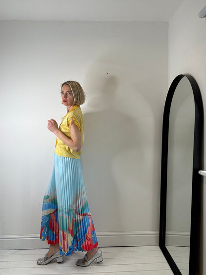 Pleated print skirt