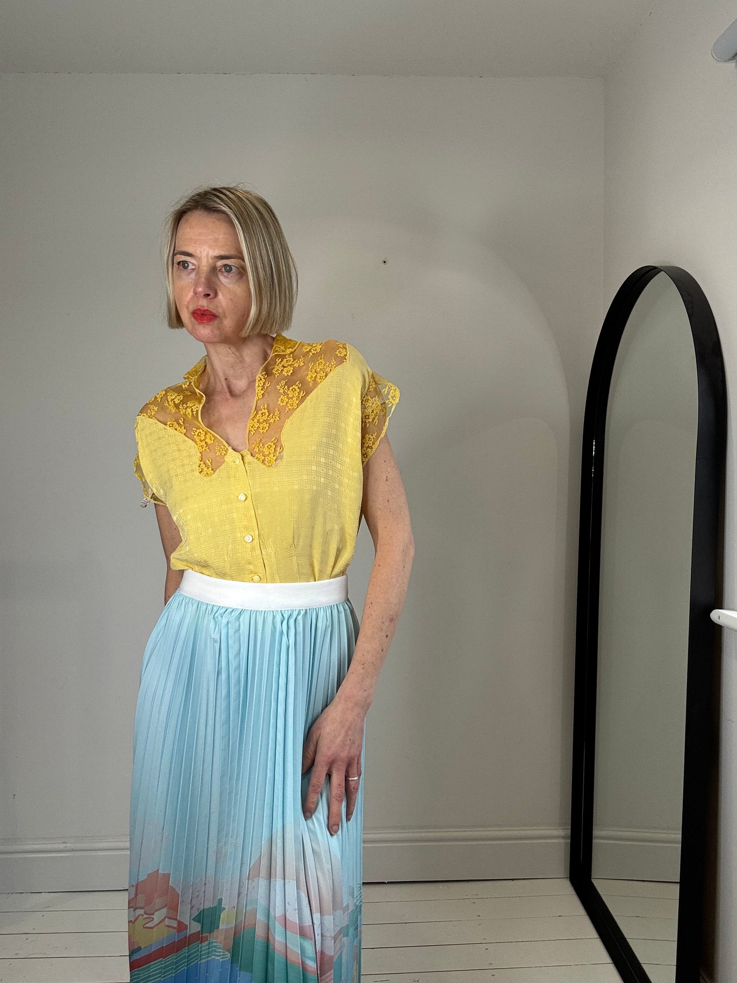 Pleated print skirt