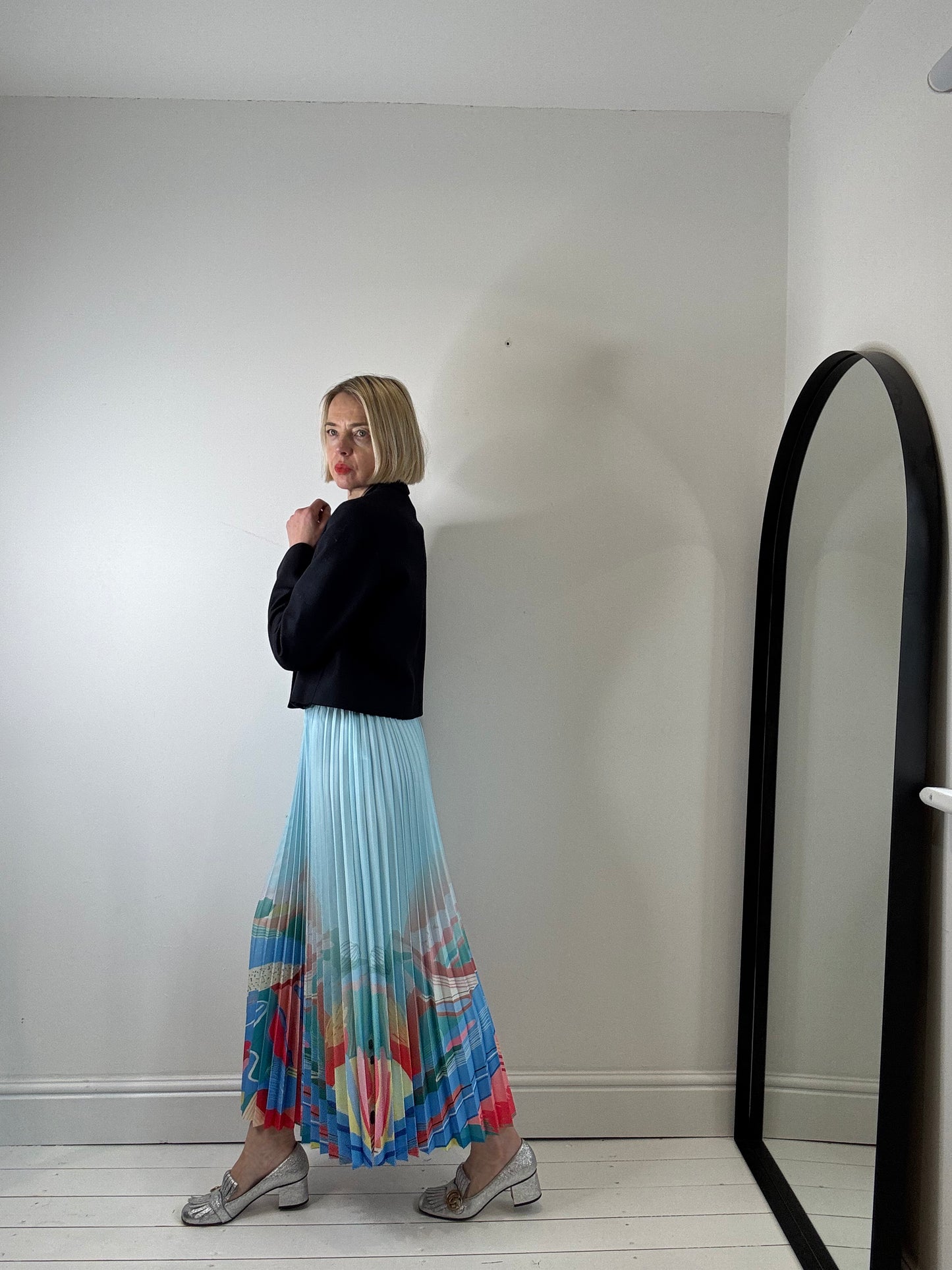 Pleated print skirt