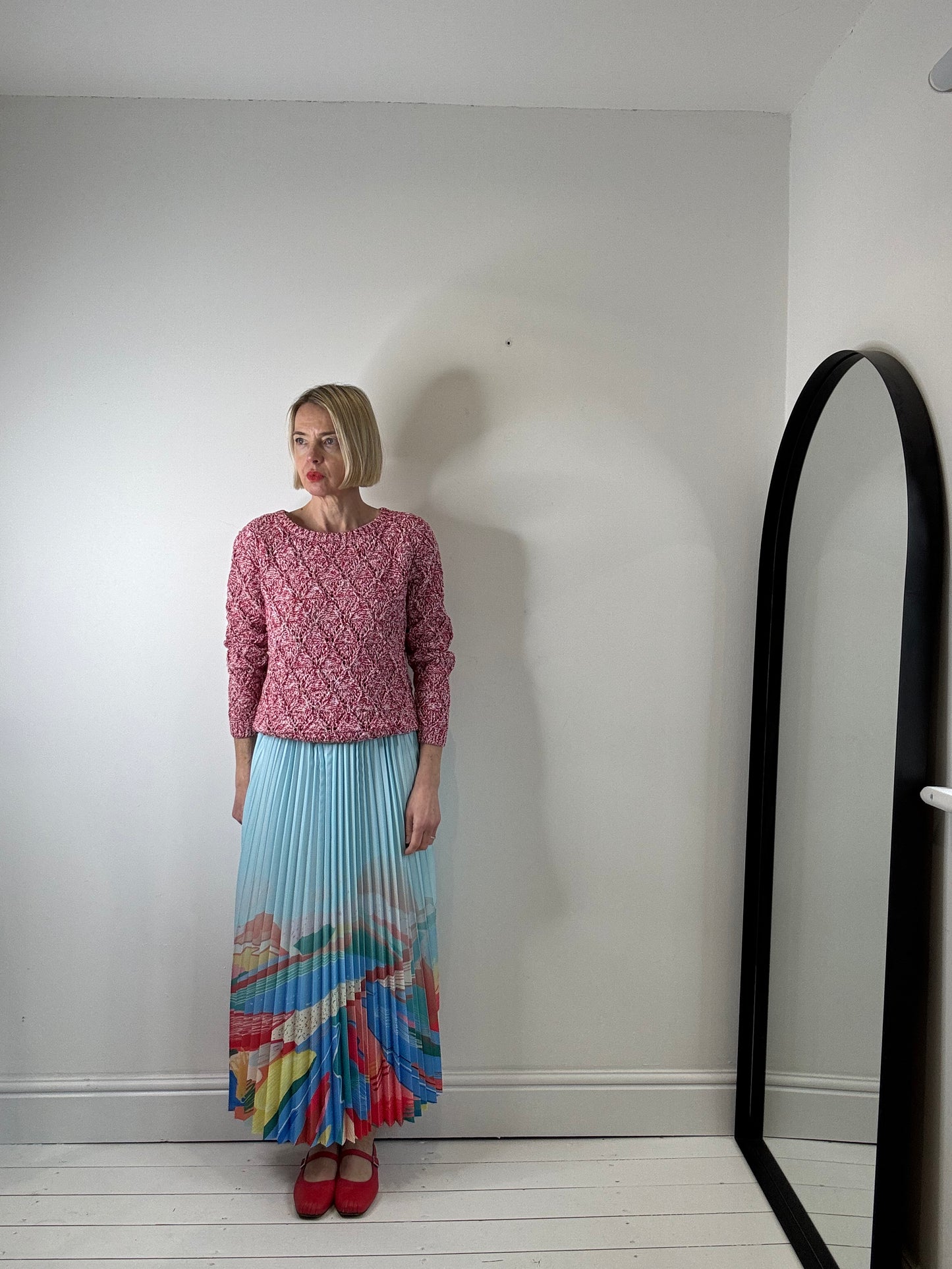 Pleated print skirt