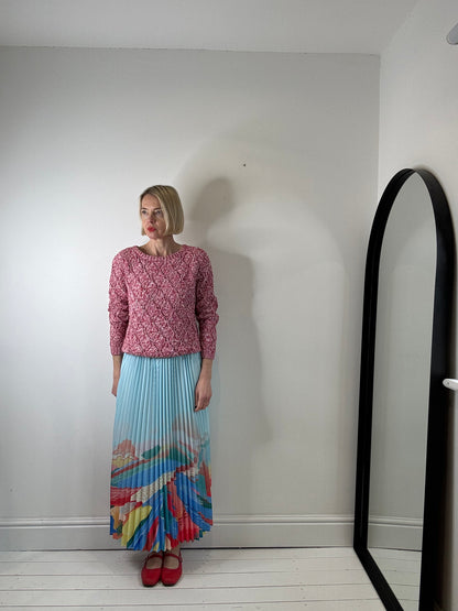 Pleated print skirt