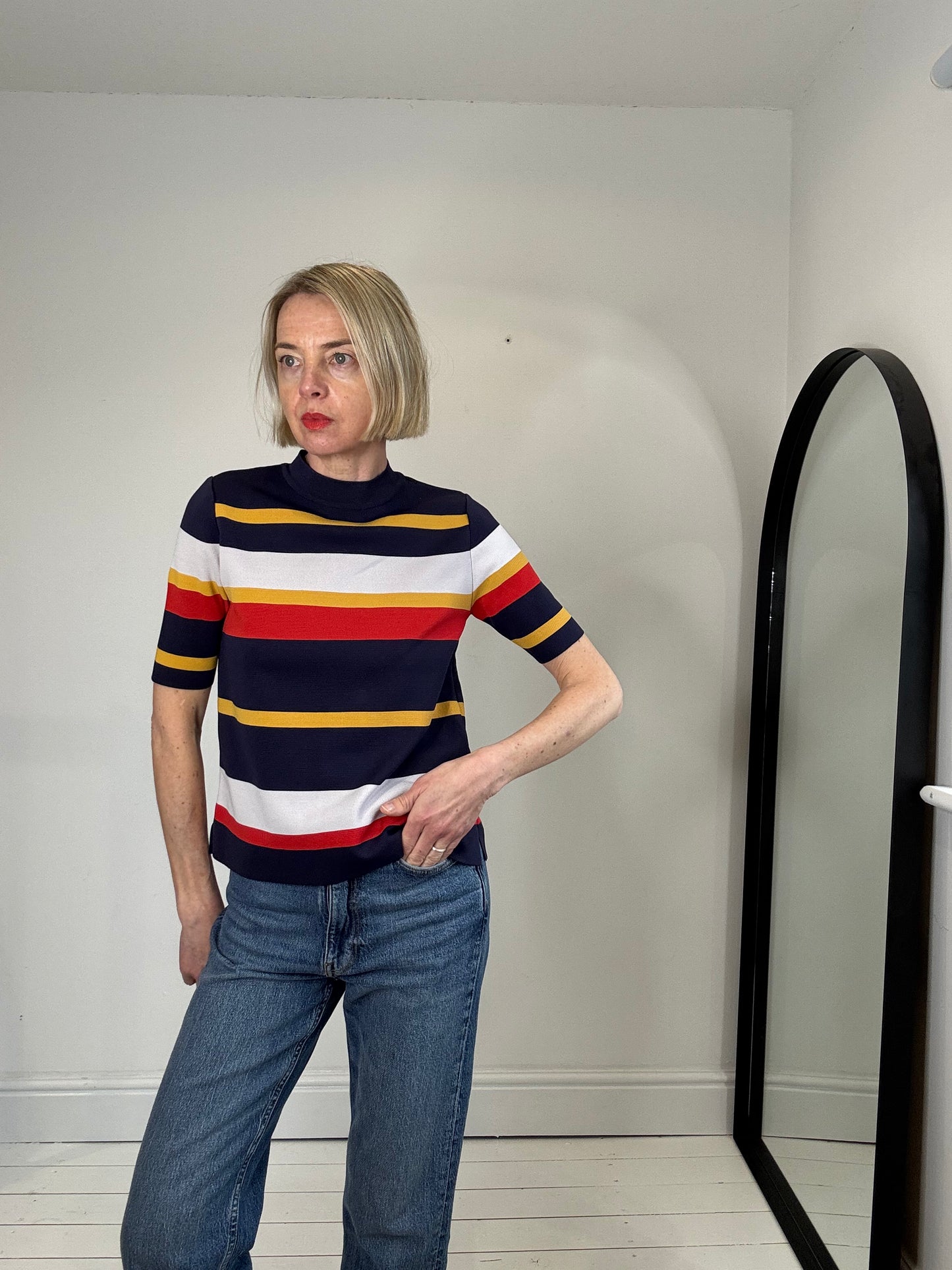 Modern yarn variegated stripe top