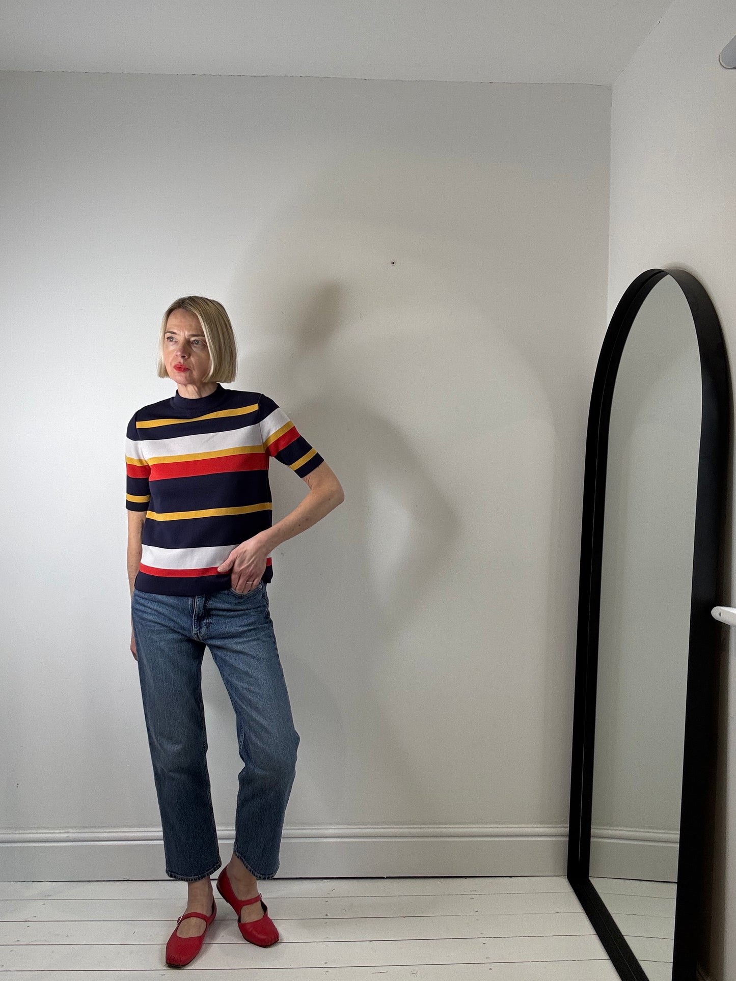 Modern yarn variegated stripe top