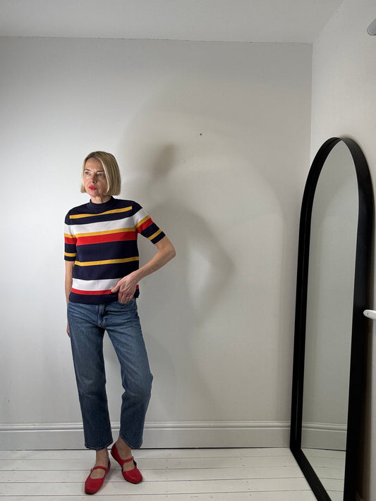 Modern yarn variegated stripe top