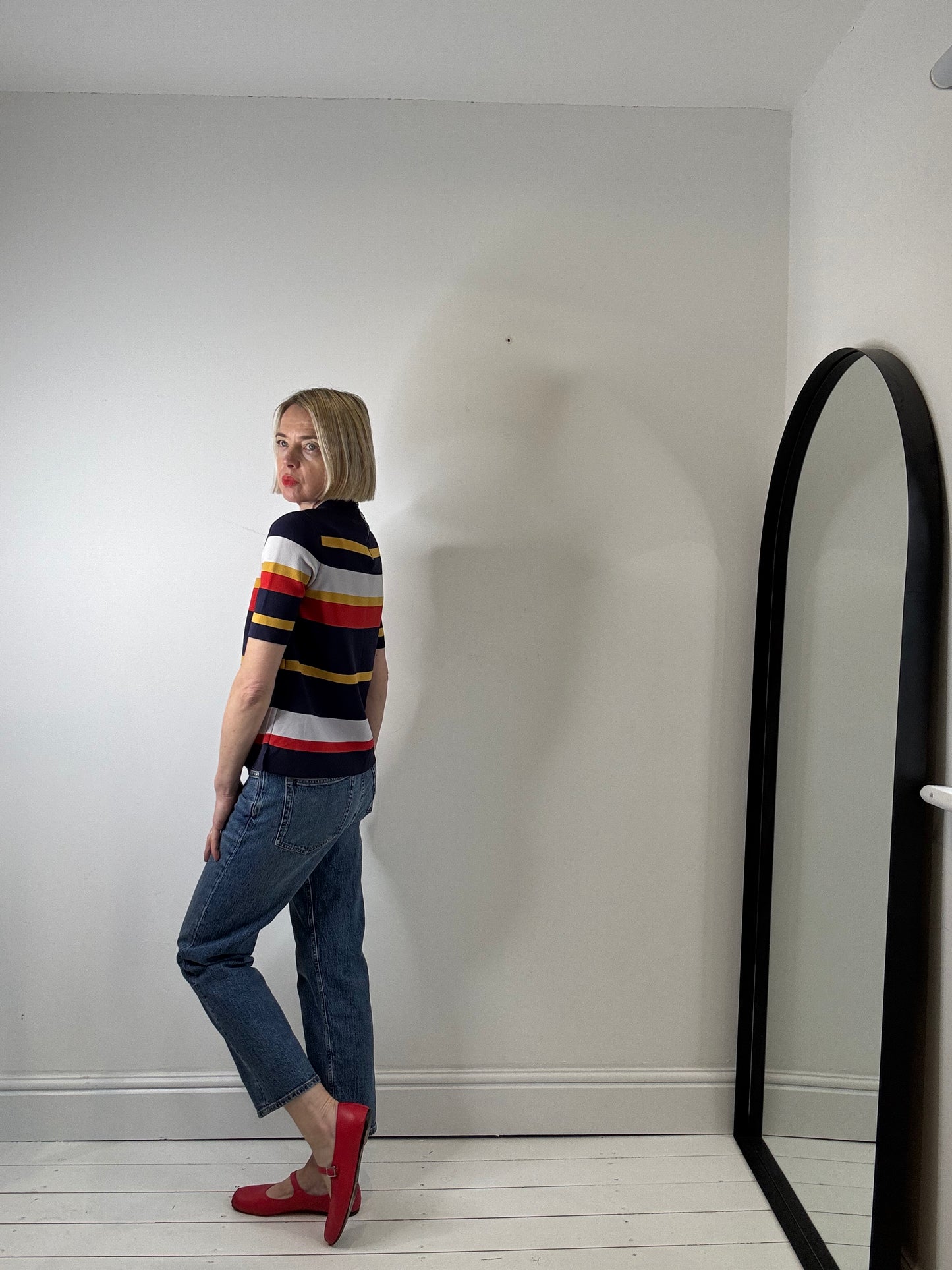 Modern yarn variegated stripe top