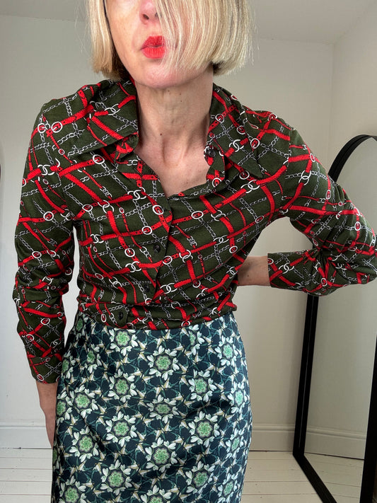 VINTAGE jersey dagger collar shirt